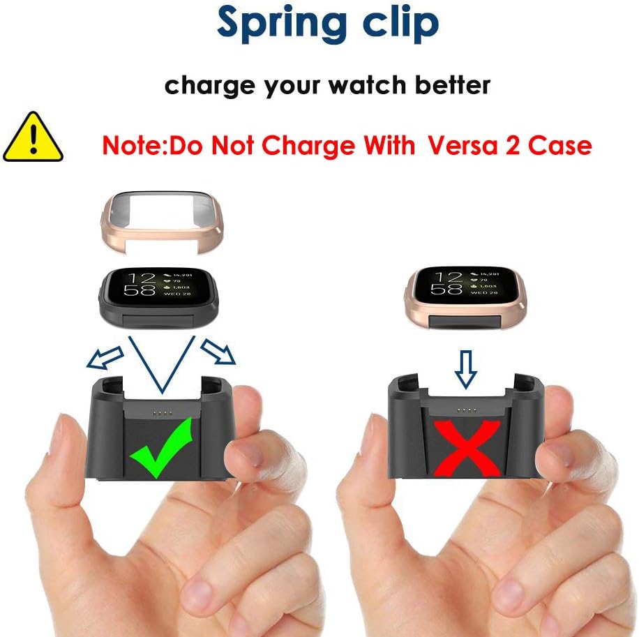 Simpeak Screen Protector Case Compatible with Fitbit Versa 2 Smartwatch, Pack of 5, Full Protection, Soft TPU Plated Bumper Cover, Rose Gold/Clear/Silver/Red/Purple