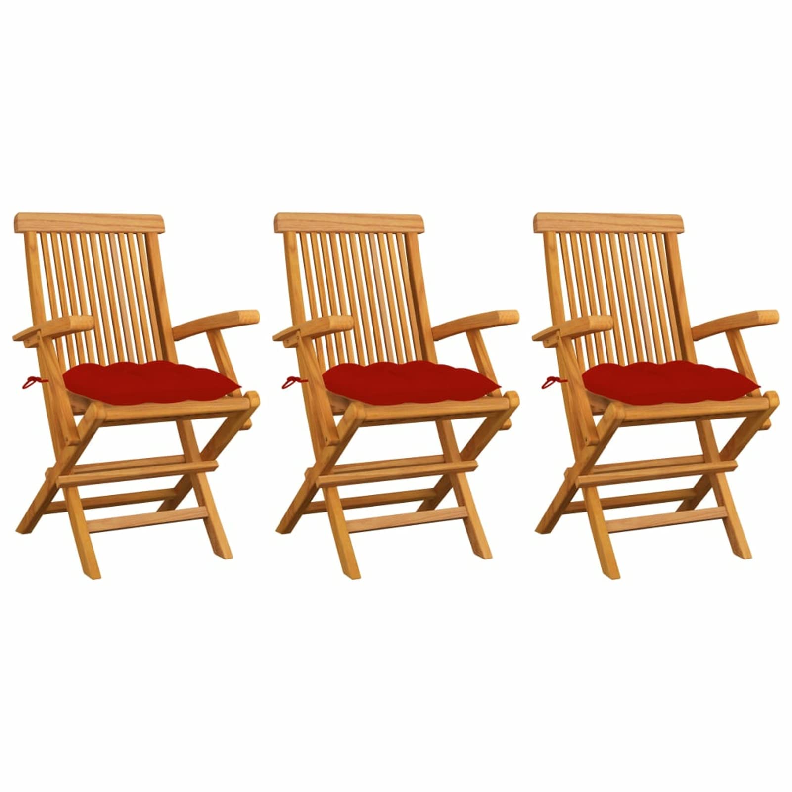 Chaise de jardin en teck Homgoday lot de 3 chaises avec coussins pour balcon et confort extérieur