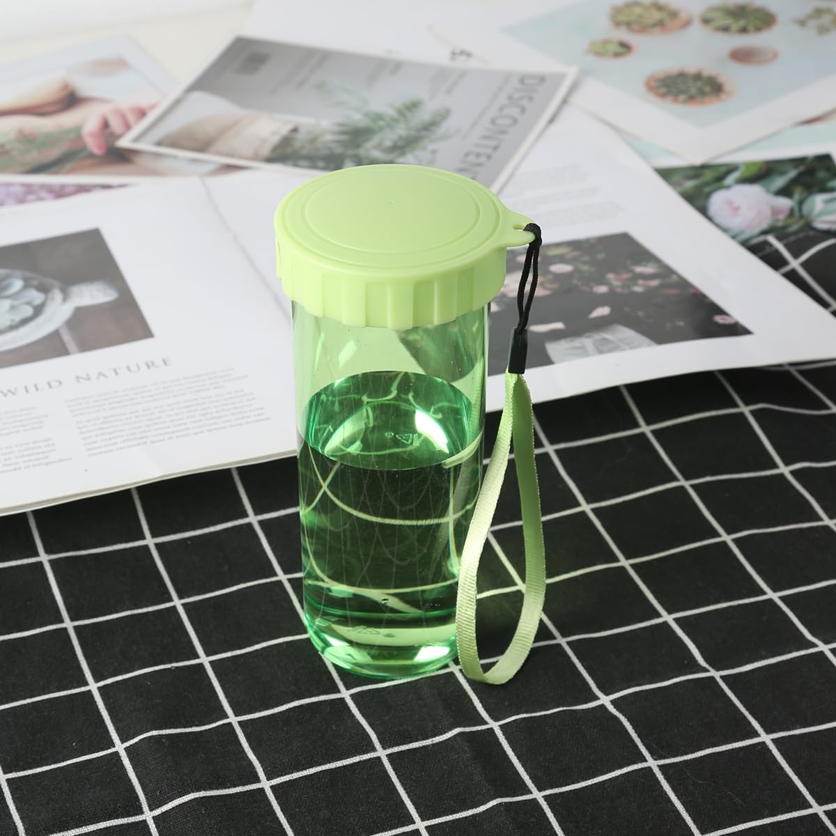 15oz Leakproof Tumbler - Portable Outdoor Water Bottle with Carabiner Shatterproof Insulated green