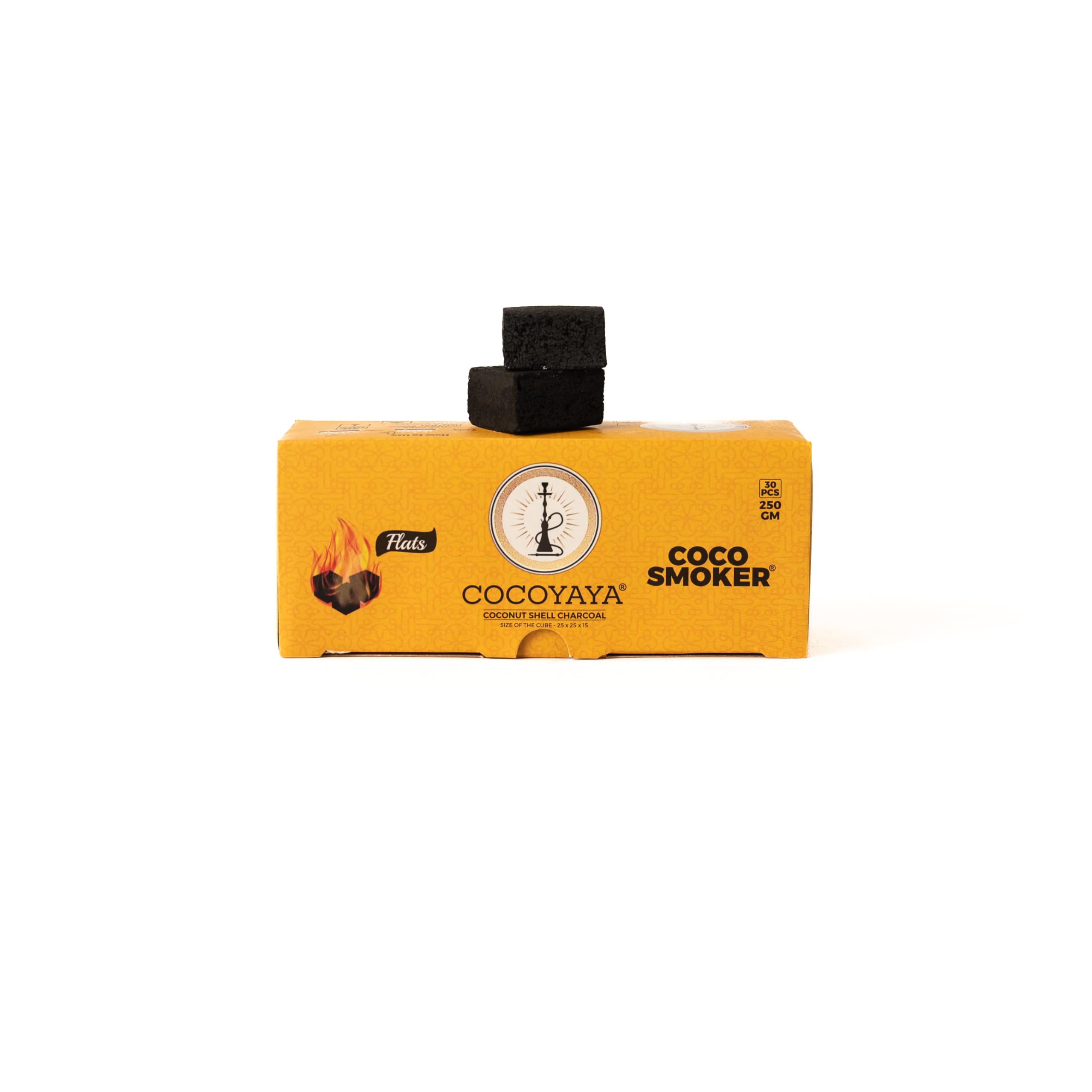 Shopdop COCOYAYA Coco Smoker Flat Hookah Coconut Coal 250g - 30pcs (Pack of 4) | Odorless | Tasteless | Environment Friendly Shisha Charcoal