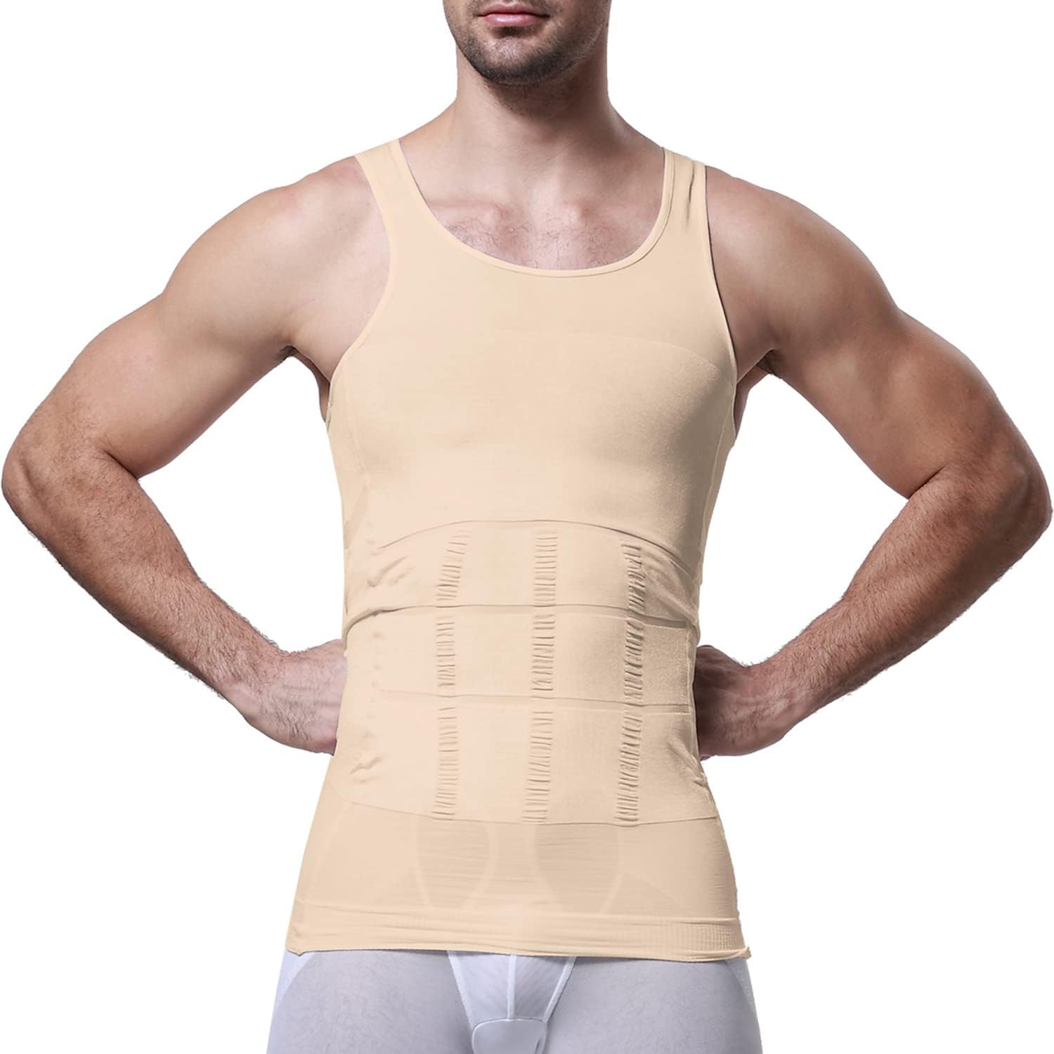 GKVK Mens Slimming Body Shaper Vest Shirt Abs Abdomen Slim - Image 5