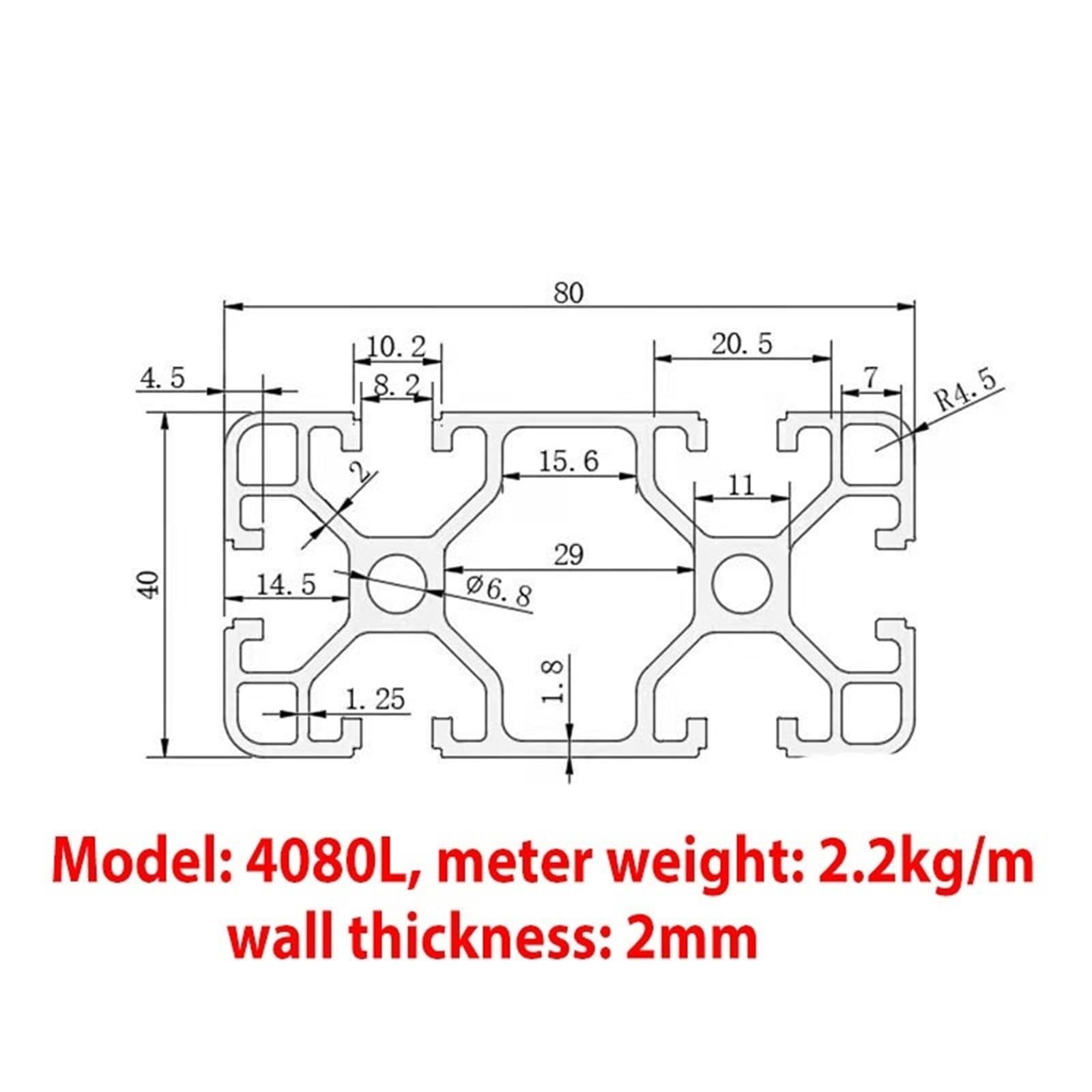 GTPBAO Profilo for binario in alluminio estruso anodizzato nero 4080 40x80mm for banco da lavoro, mobile, scala, acquario, recinzione industriale Binario estruso(600mm long)