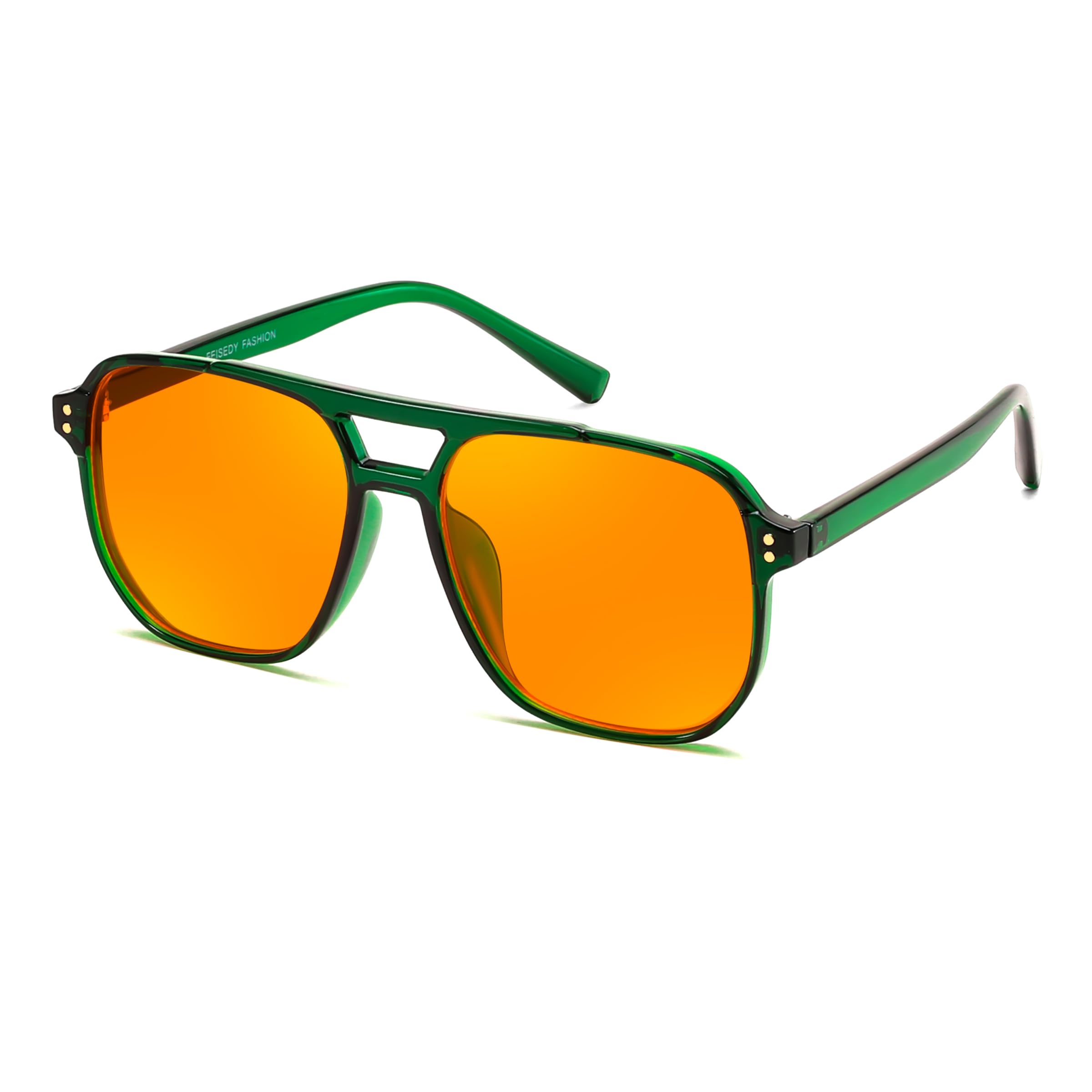FEISEDY Amber Blue Light Glasses for Computer Gaming Orange Yellow lens Anti Eyestrain Sleep Glasses G2835