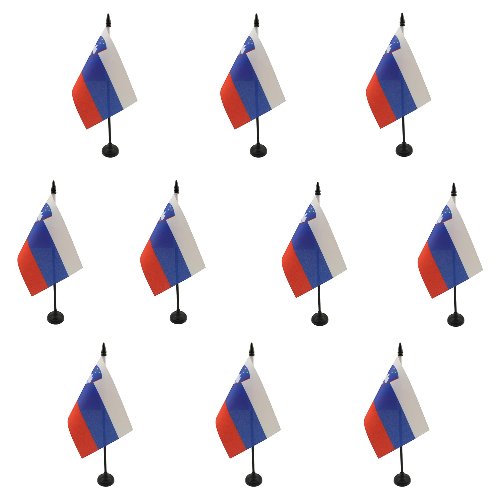 AZ FLAG Pack of 10 Slovenia Table Flags 4x6 in 100D Polyester Plastic Base