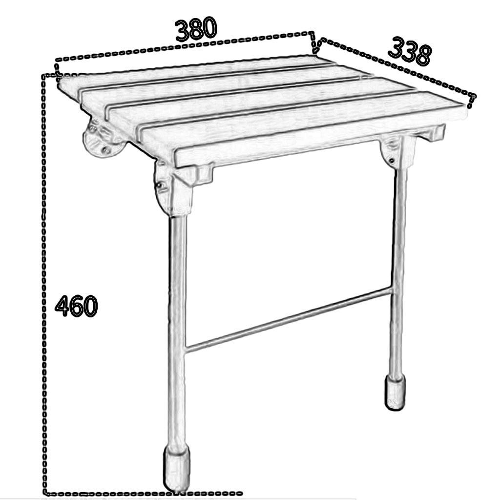 CHEWYNP Silla de baño Taburete de Ducha Asiento de Seguridad Baño Asiento de Ducha de Madera Maciza Estante de Acero Inoxidable, Taburete de Ducha Montado en la Pared, Entrada del Pasillo