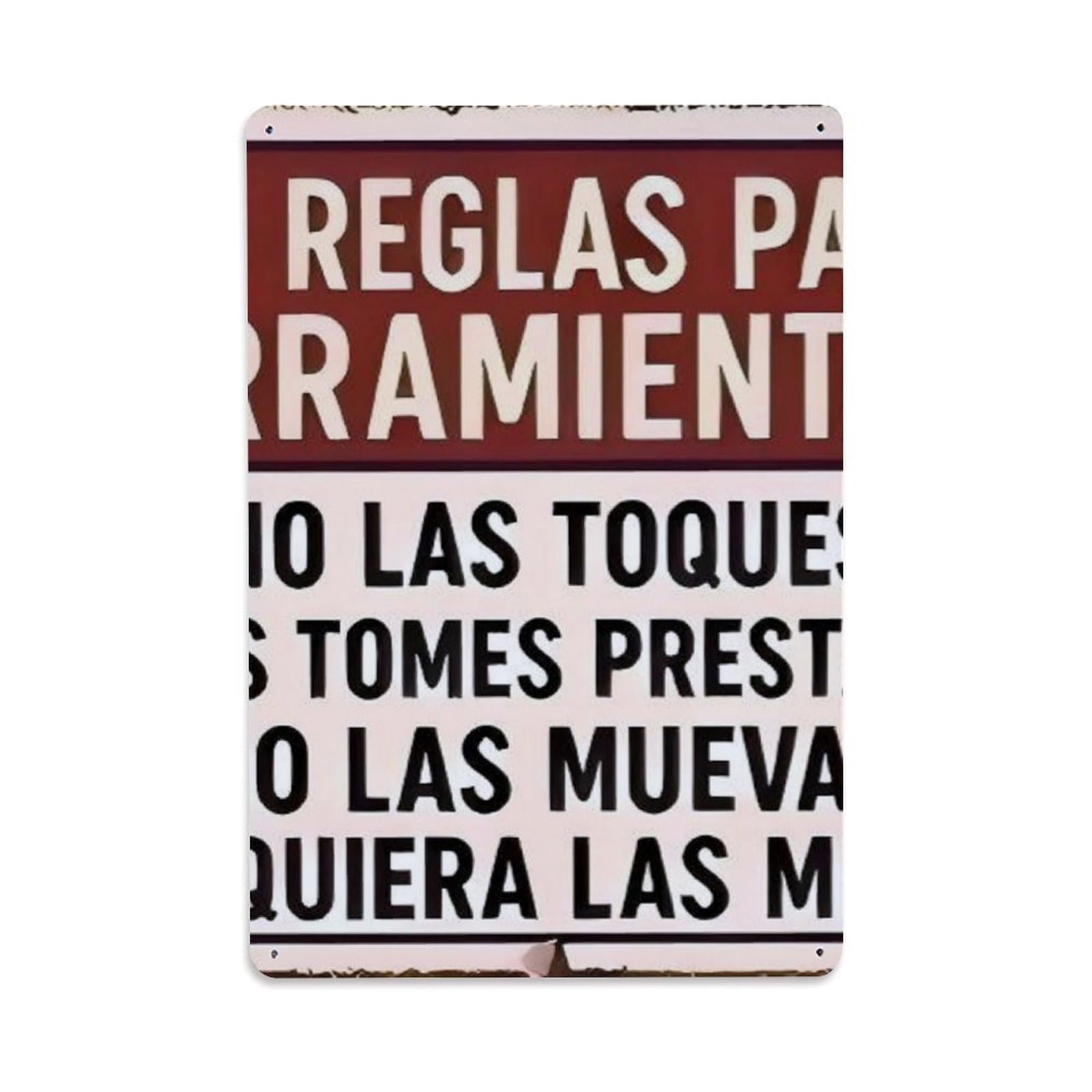 Spanish Funny Tool Rules Vintage Sign Vintage Aluminium Metal Sign, Retro Wall Decor for Home, Bar, Garage & Farmhouse 30x20cm