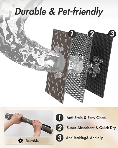 Miniatura 6 de Tapete de alimentación para mascotas, tapete absorbente de comida para perros, tapete para alimentos y agua, sin manchas, de secado rápido,