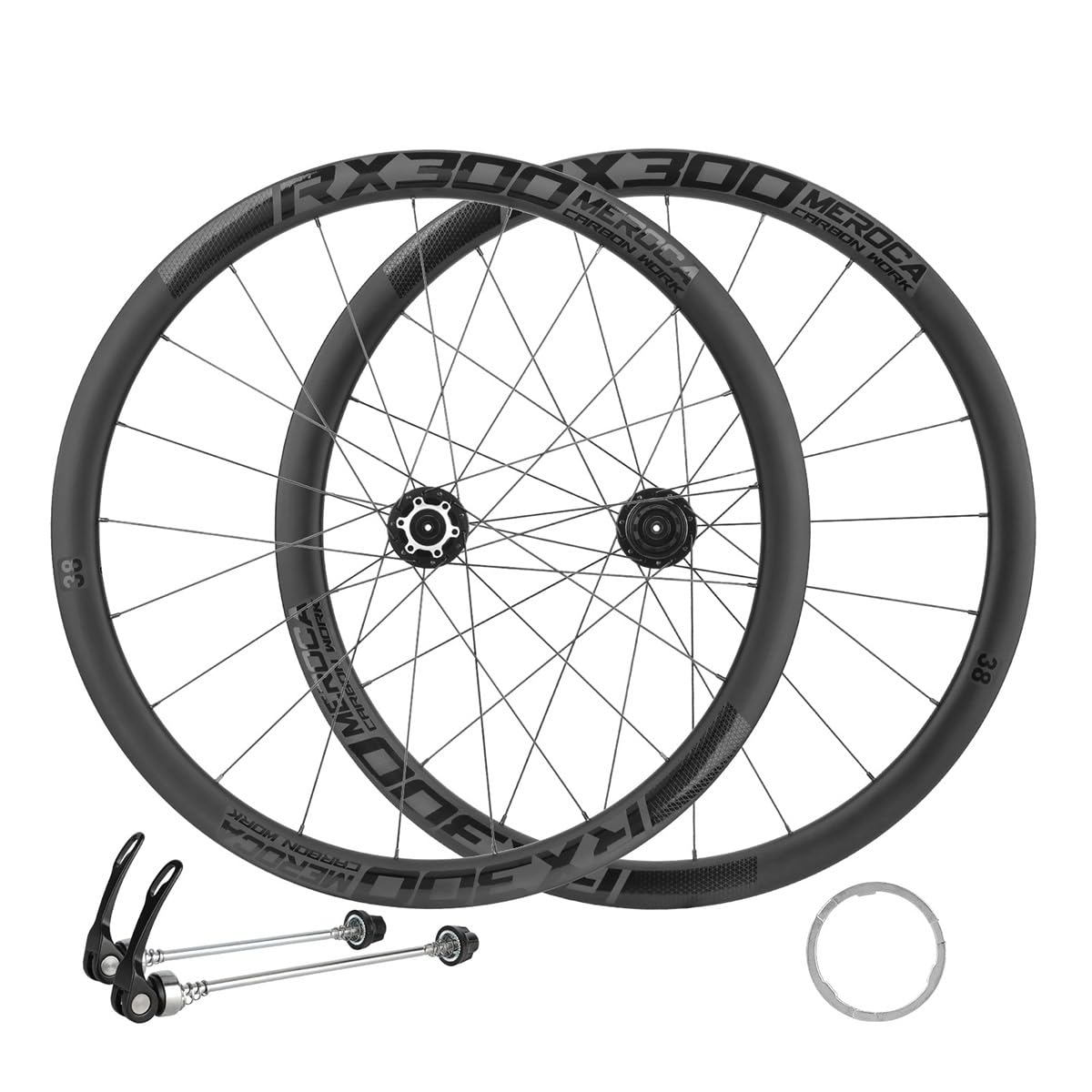 Juego Ruedas Carretera Fibra Carbono 700C Freno De Disco 35/38/42Mm Cierre Rápido 100/135Mm Eje Pasante 100/142Mm Llantas Aleación Aluminio 8-12 Velocidades(Quick Release,38mm)