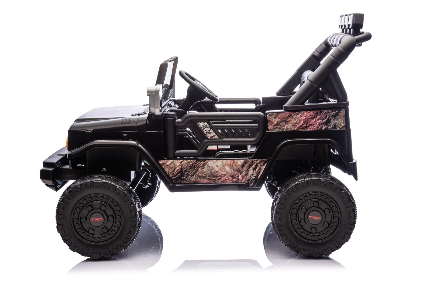 RIRICAR 4x4 Voiture électrique Enfants 2 Places Toyota FJ Cruiser XXL, sous Licence, Noir Sable, Batterie Lithium Portable, châssis surélevé, Deux sièges, Suspension arrière, lumières LED