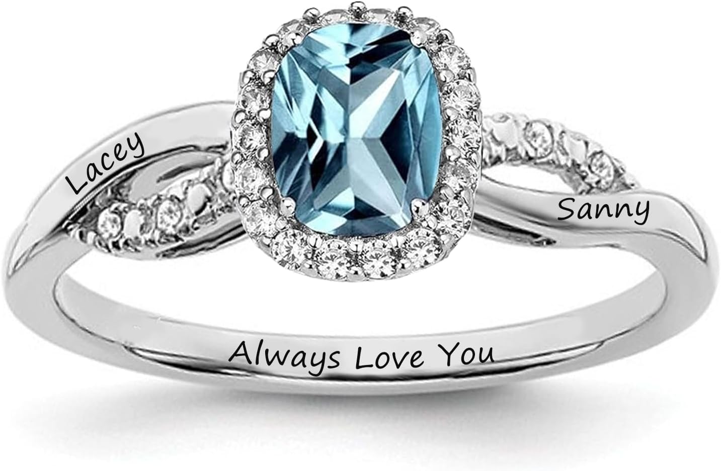 Personalized Gemstone Birthstone Ring for Women 925 Sterling Silver Engraved Wedding Engagement Anniversary Promise Ring Birthstone Jewelry Gift for Her