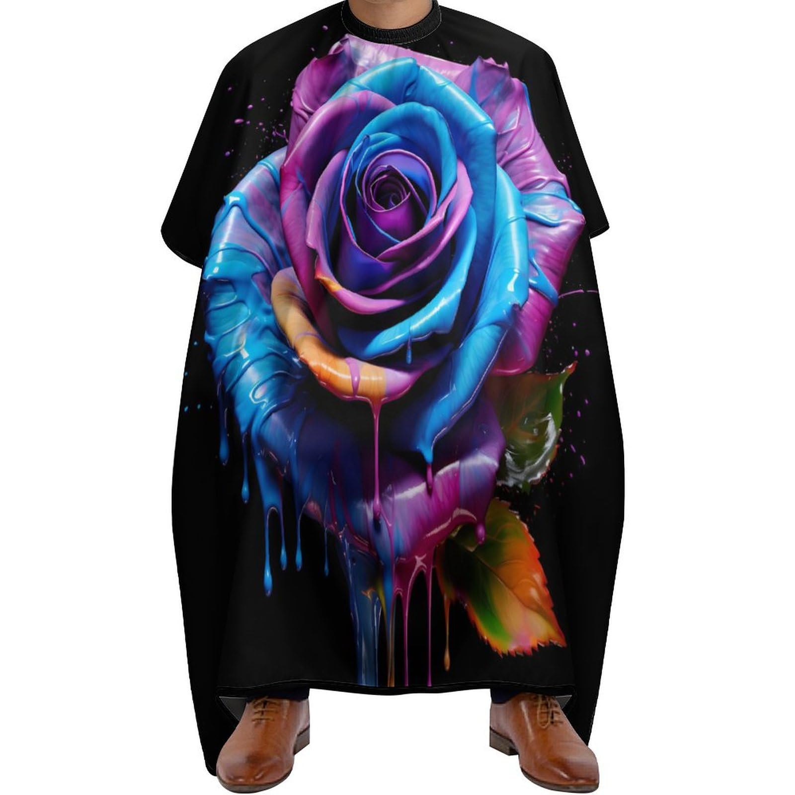 Colorful Rose Hair Cutting Cape for Men Women Waterproof Barber Cape Adjustable Salon Haircut Capes