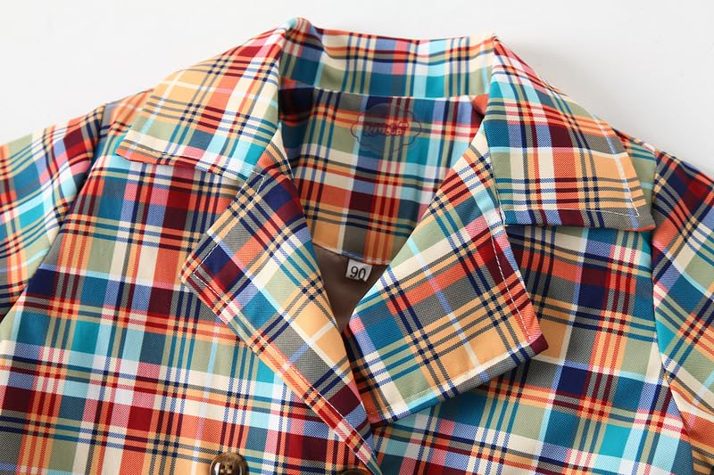 Little Girls Plaid Trench Coat Cute Jacket Button Warm Winter Kids Outwear Windbreak3