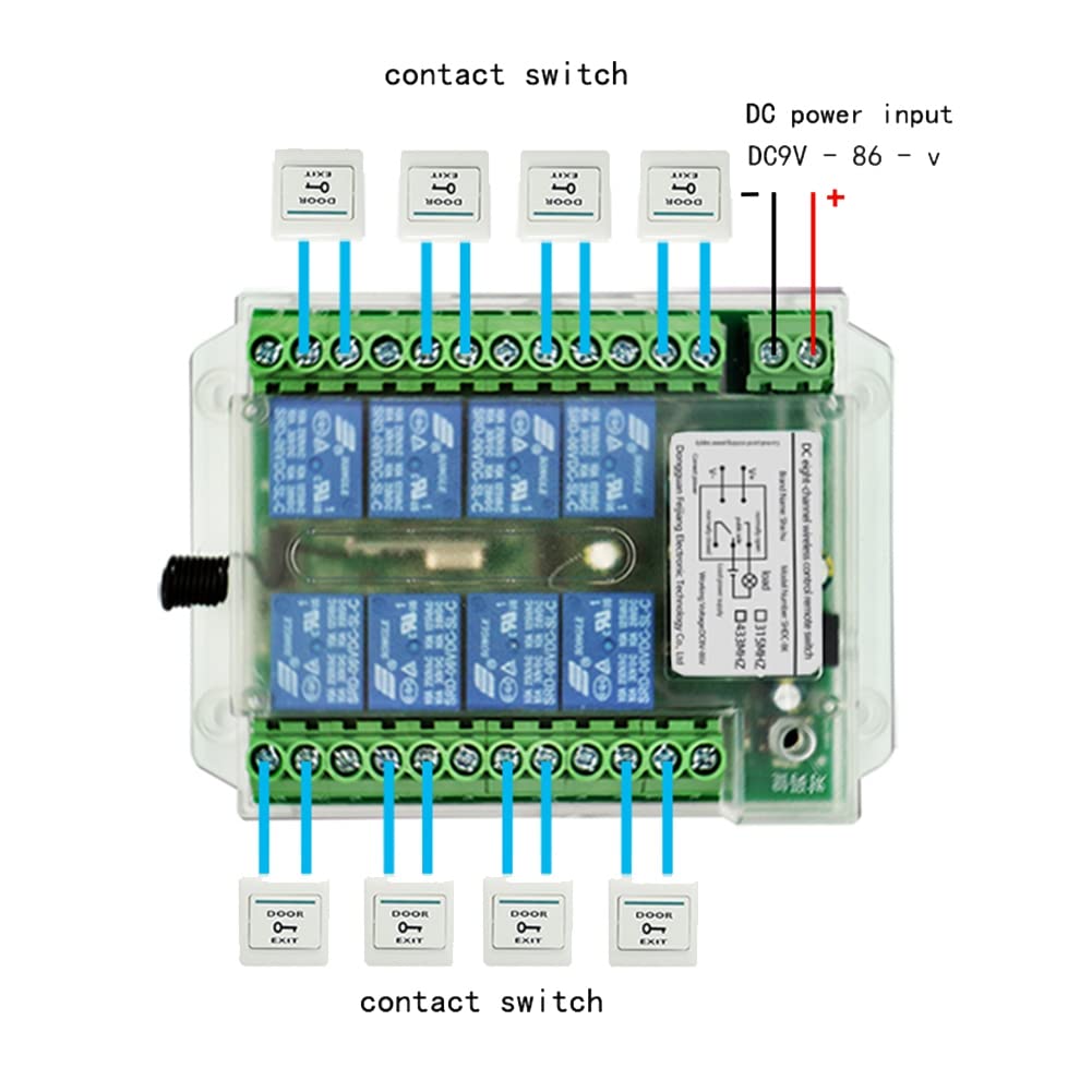 Interruptor de control remoto inalámbrico RF de 8 canales CC 9-72 V, interruptor de control remoto inalámbrico