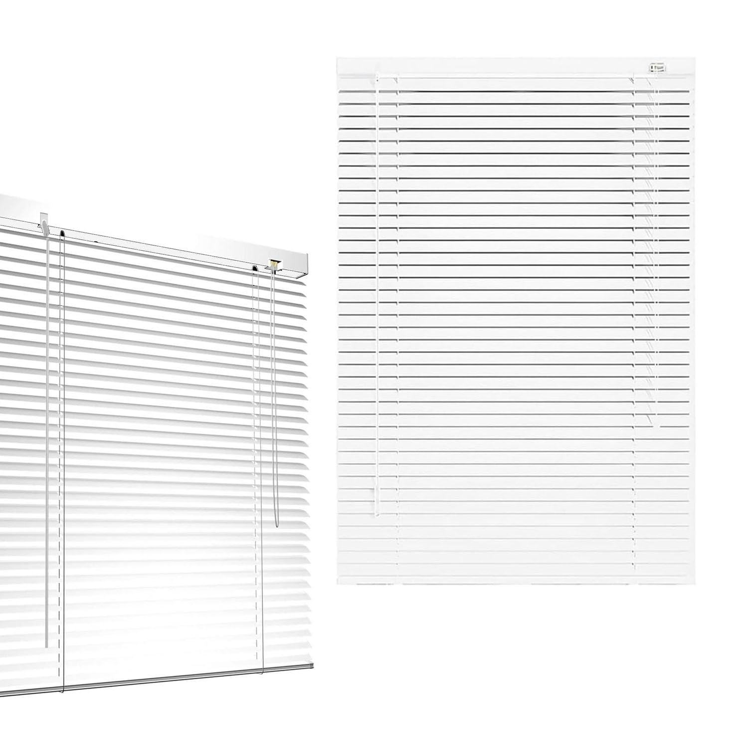 Ajtxcsfoql White 25Mm Aluminum Blinds, 30 48 66 82 94 102 116 130 140 155 170 Wide Blackout Window Blinds & Shades, Blinds For Home Nursery Bedroom Kitchen Bathroom, Easy To Install(White)