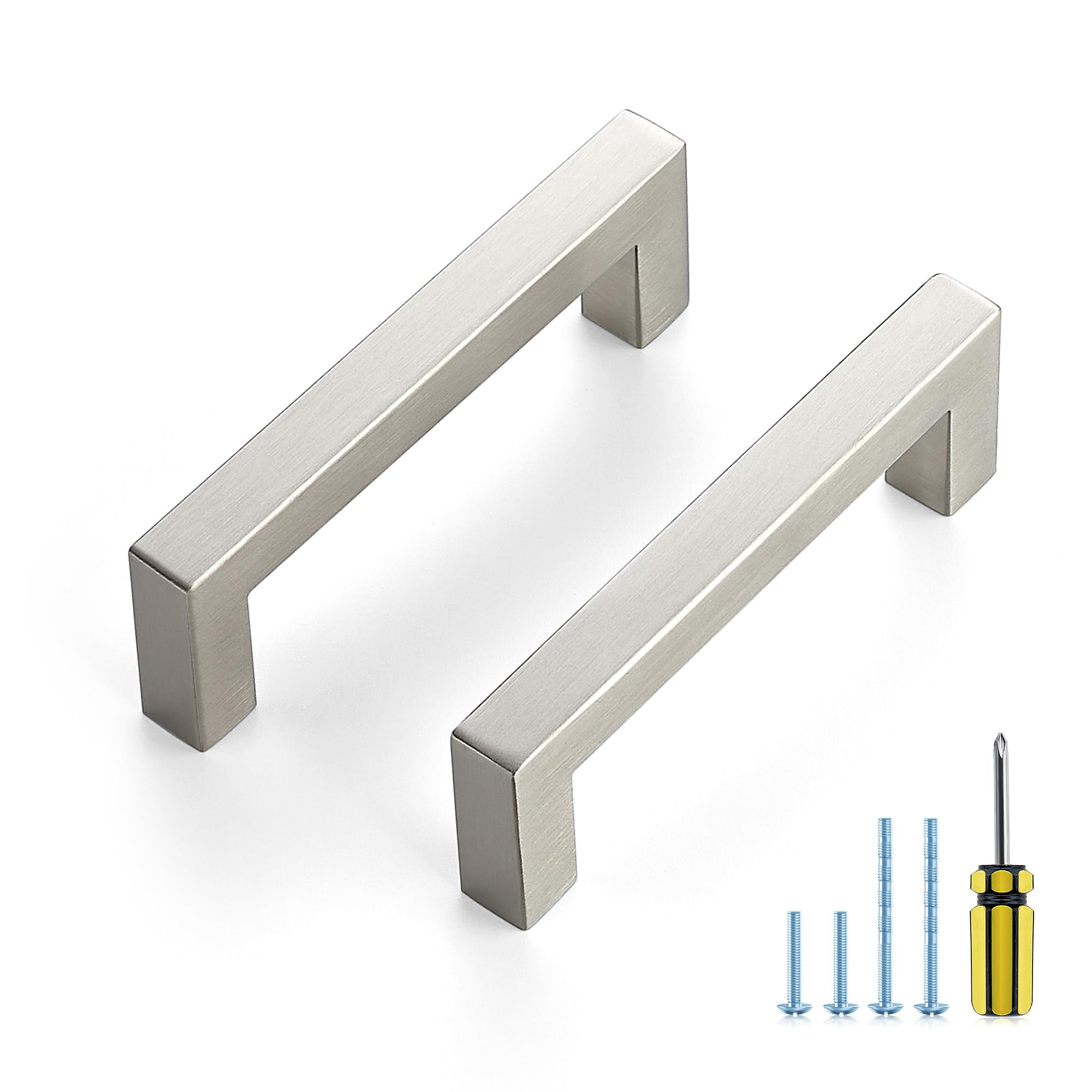 Ravinte Brushed Nickel Square Pulls Cabinet Handles,3-3/4 Inch,5 Pack