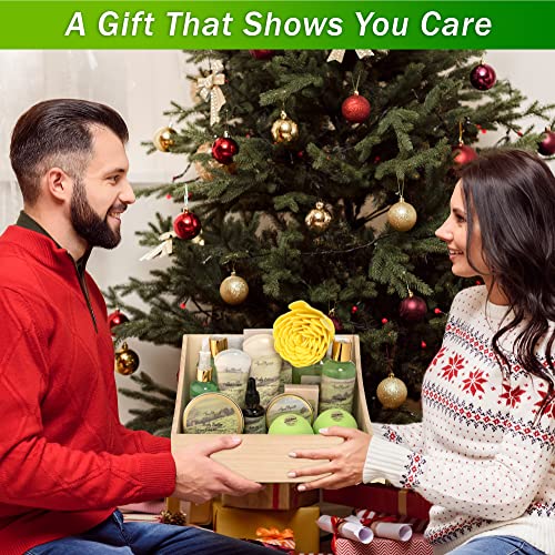 Bath Spa Gift Sets - Luxury Basket With Green Tea & Lemongrass - Spa Kit Includes Wash, Bubble Bath, Lotion, Bath Salts, Body Scrub, Body Spray, Shower Puff, Bathbombs, Soap And Towel #TOP4