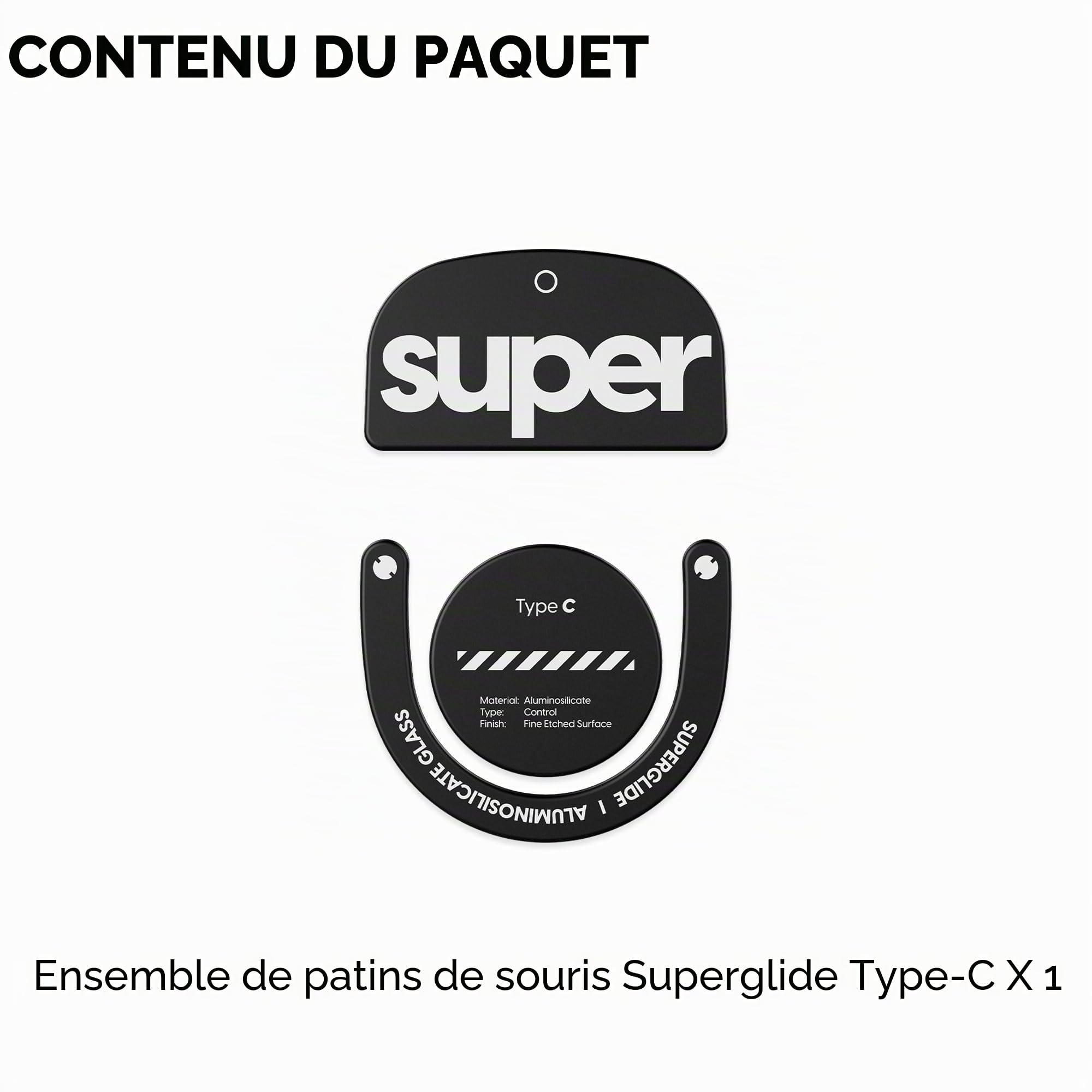 Superglide2 - Nouvelle Surface texturée à Vitesse contrôlable, Pieds de Souris/Patins en Verre Ultra résistant, Semelle Lisse et Durable pour Logitech G Pro X Superlight2 [Noir]