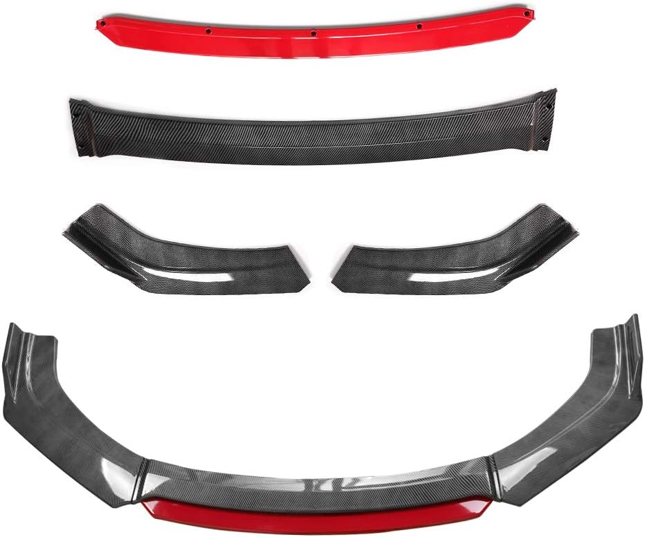 otoez 4Pcs Universal Front Bumper Lip Auto Chin Spoiler ABS Fit for Honda Civic Mitsubishi Toyota Kia Infiniti Splitter Trim Protection Spoiler Air Dam Carbon Fiber Black