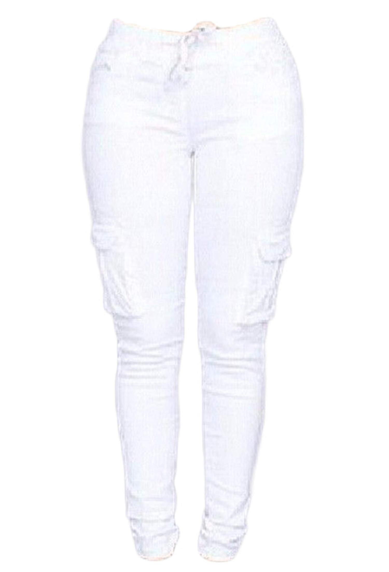 Andongnywell Womens Juniors Cargo Pocket Jogger Drawstring Pant Stretch Drawstring Skinny Pants