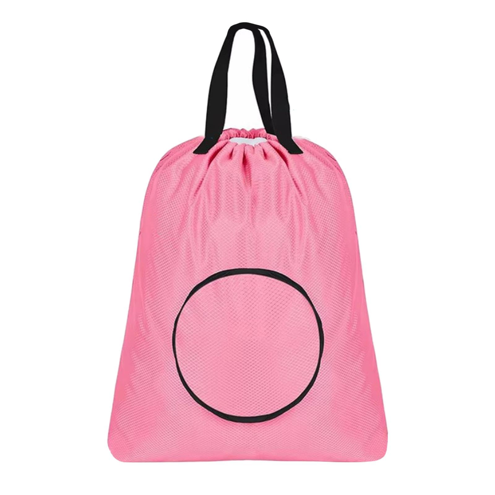 Bolsa de lavandería de viaje rosa con cordón ajustable para maletas