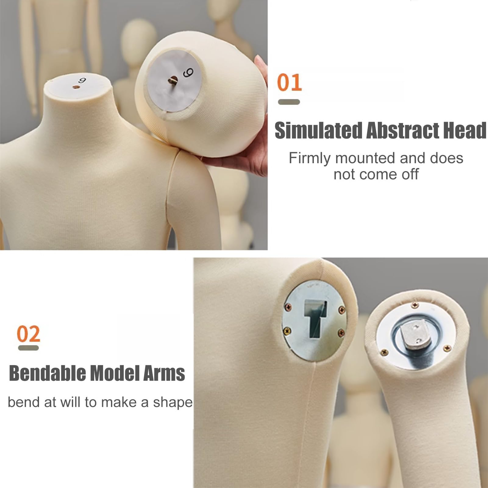 Mannequin de couture pour enfant de 1 à 9 ans, buste de couture pour tout-petit en position assise, parfait pour les projets de loisirs créatifs et les vitrines, taille 3 ans, idéal pour les acti