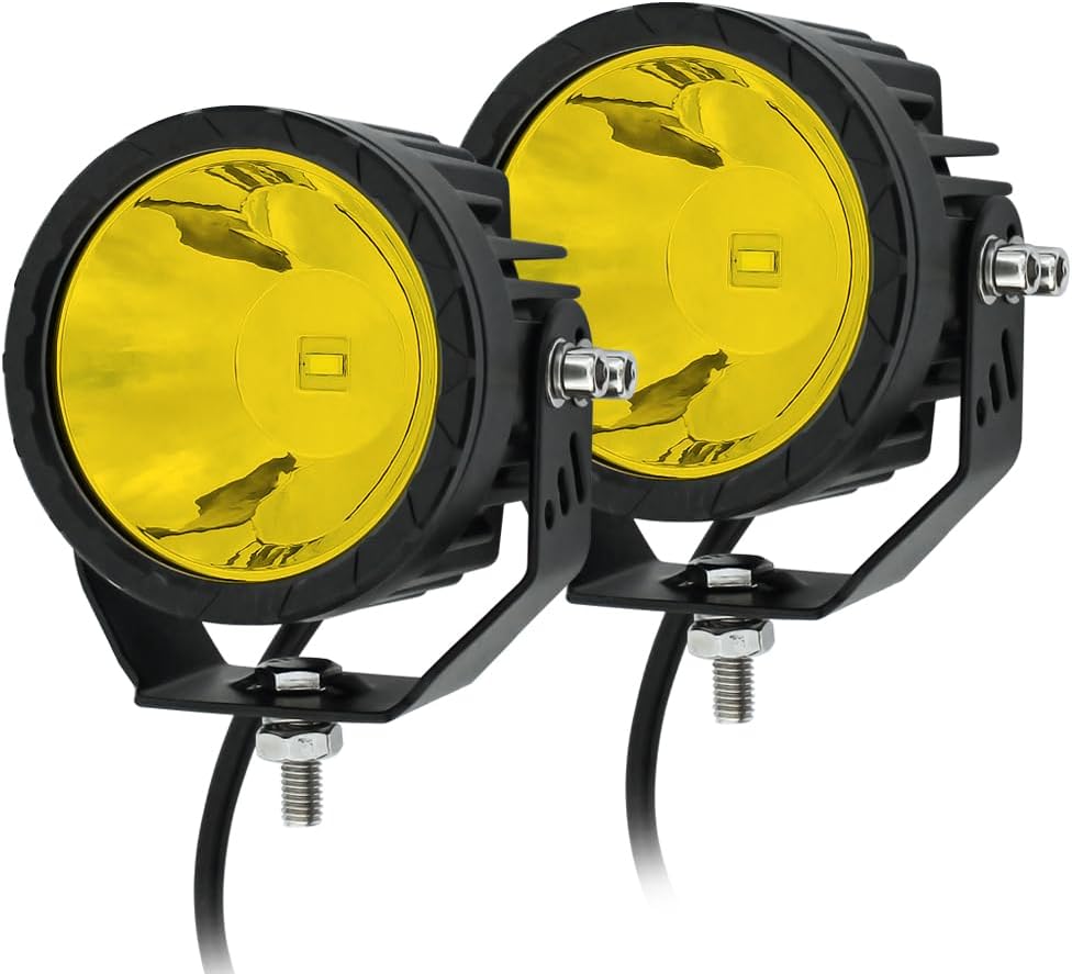 STDYSUN LED Round Yellow Offroad Driving Fog Lights 2Pcs 3