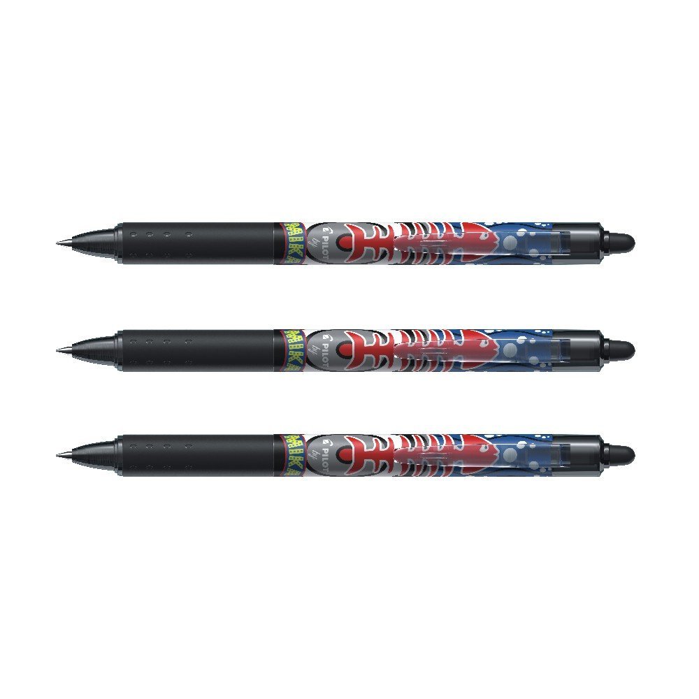 PILOTFriXion CLICKER 07 MIKA design Erasable Retractable Pens Black Ink (Set of 3) Supplied Loose