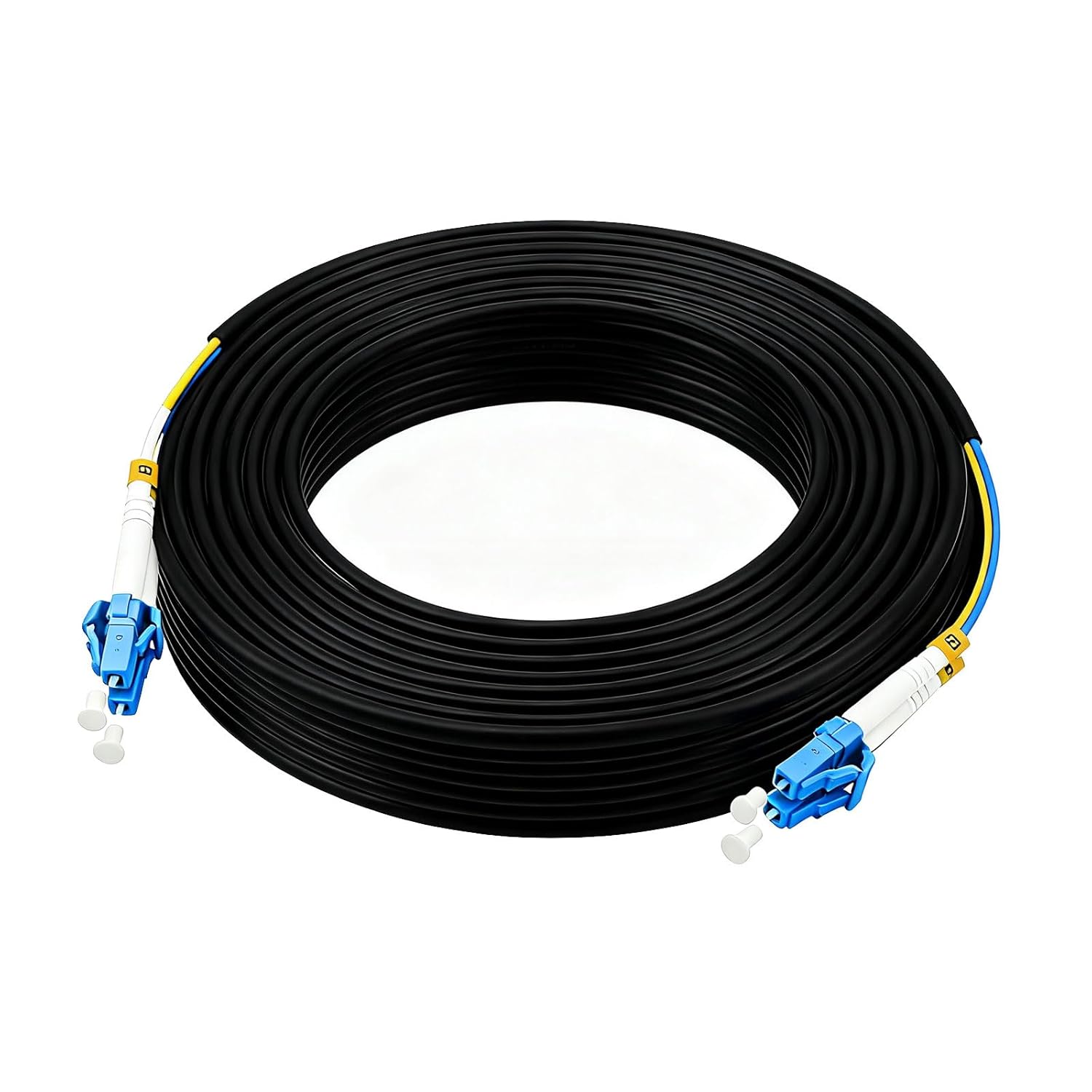 30M/98FT OS2 LC to LC Fiber Patch Cable, Single Mode Duplex 9/125um LC Fiber Optic Cable Indoor/Outdoor, 1G/10GB SM Fiber Optic Jumper Cable, LSZH Black OD-7.0mm