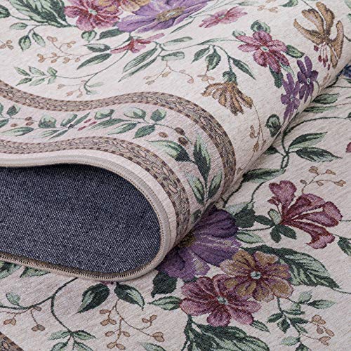 TALETA Aegean Teppich Orientalisch Aubusson mit Blumenmuster Border Wohnzimmer Beige 120x170cm – Bild 5