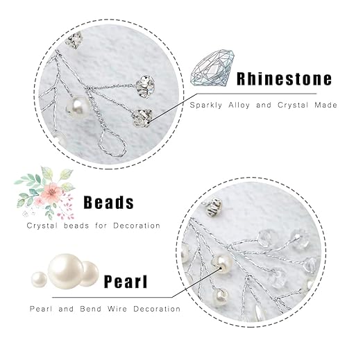 Miniatura 6 de Novia boda pelo vid accesorio de cuentas pieza de pelo nupcial tocado para novia HV-580