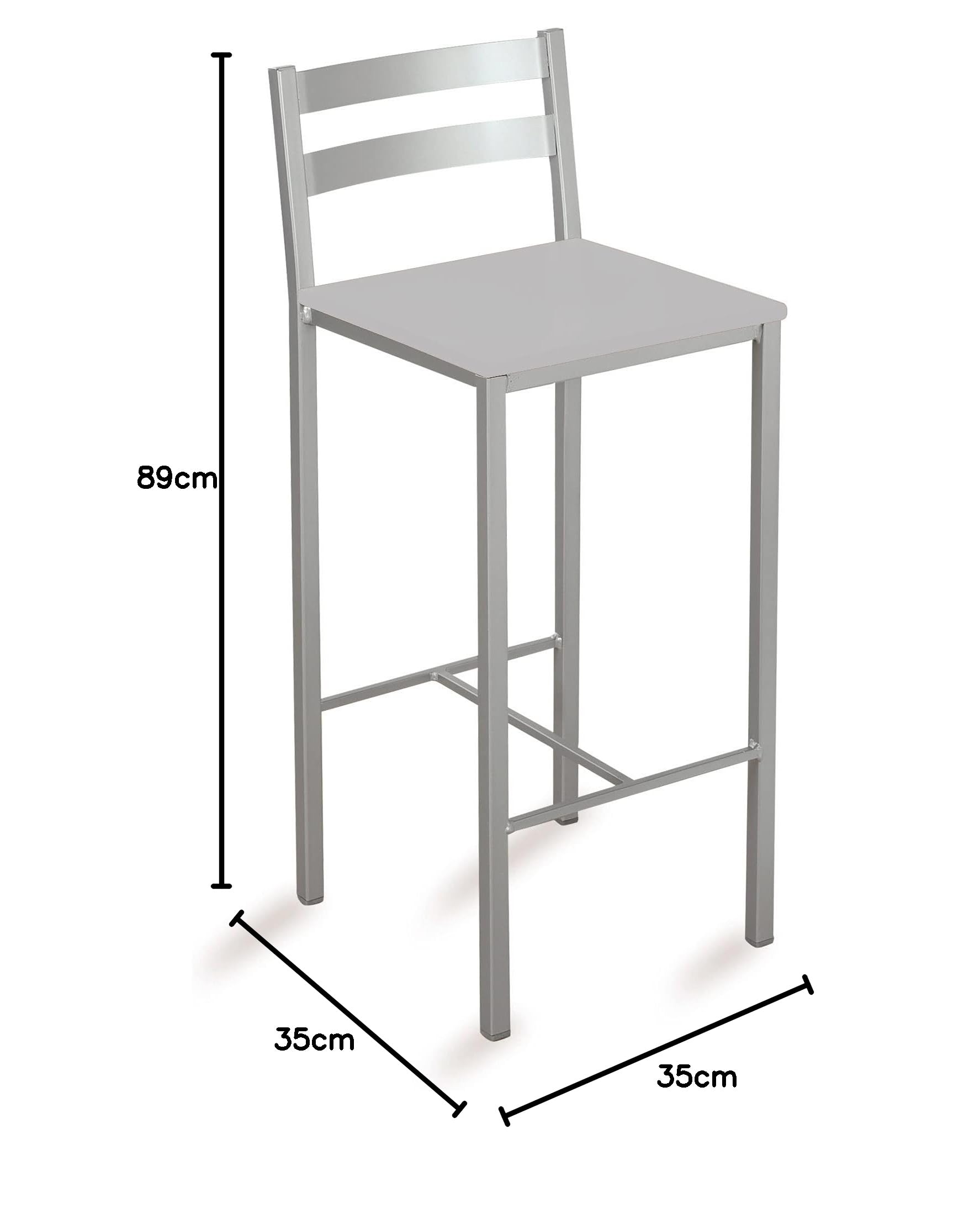 ASTIMESA Due sgabelli alti da cucina con strisce orizzontali Seduta 60 cm ecopelle grigia