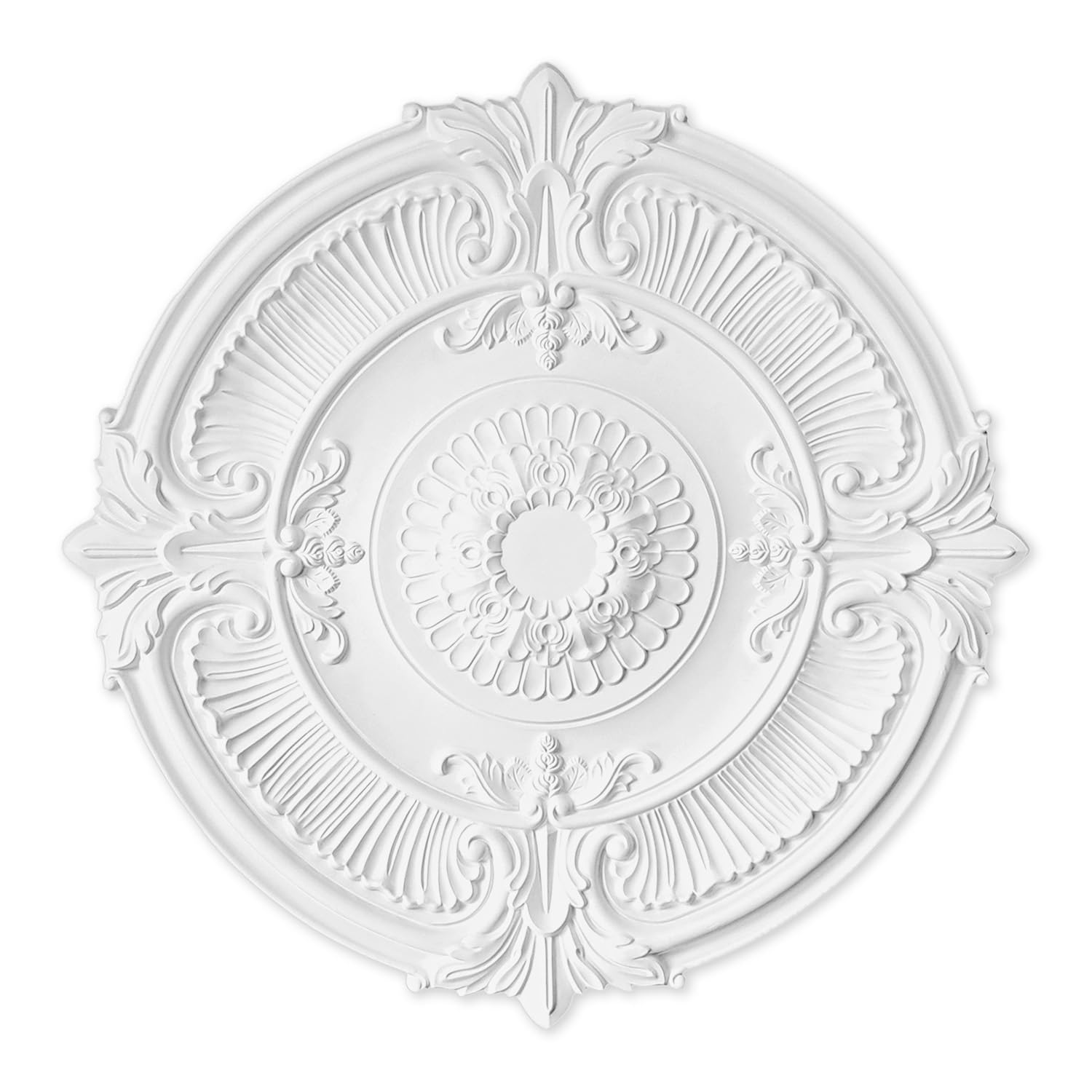 Living Heat White Aero Orchid - Ornate Decorative Ceiling Rose - Lightweight Polyurethane 66Cm X 3.5Cm