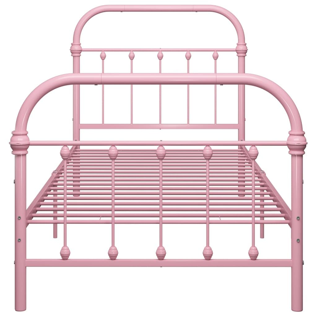 vidaXL Estructura de Cama Dormitorio Casa Robusta Duradera Mobiliario Cómodo Moderna Individual para Jóvenes Metal Rosa 100x200 cm