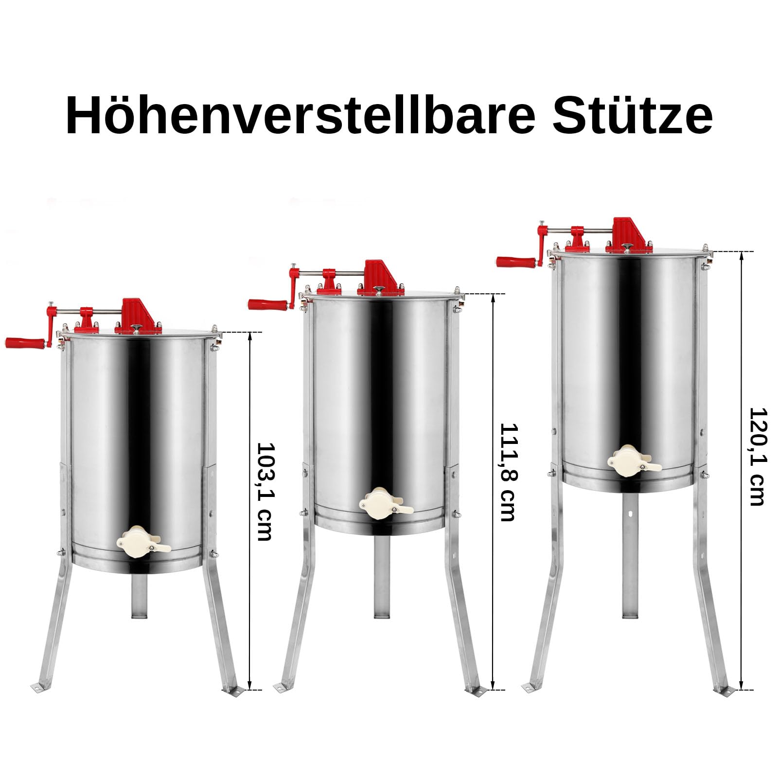 Bonnlo Manuelle Honigschleuder, 4 Waben Rahmen, Imker Zubehör, Extraktor Tangentialschleuder Edelstahl, Honigspender für beekeeper, 108*57*57cm