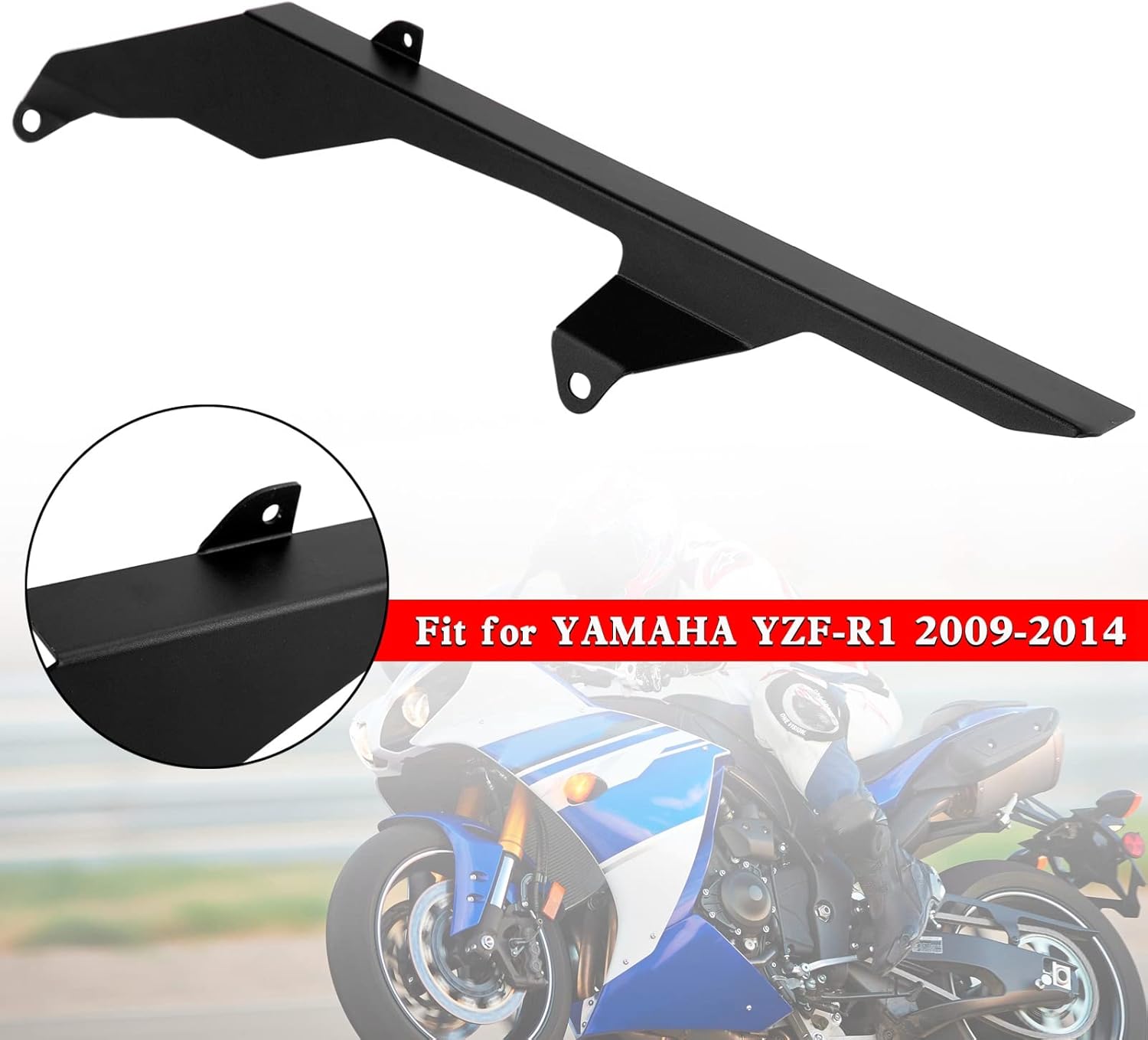 Areyourshop Rear Chain Guard Cover fit for YAMAHA YZF-R1 2009 2010 2011 2012 2013 2014 Black