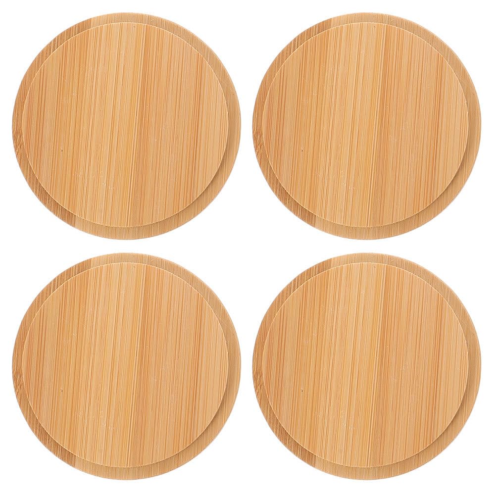 Photo 1 of [ MISSING THE RUBBER GASKET FOR TOP] CALLARON 4 Pcs Wooden Mug Lid - 3.18-inch Universal Cup Cover, Leak Proof Drinking Glasses Lids, Reusable Mugs Lid for Coffee, Teacup, Glasses, Mason Jars