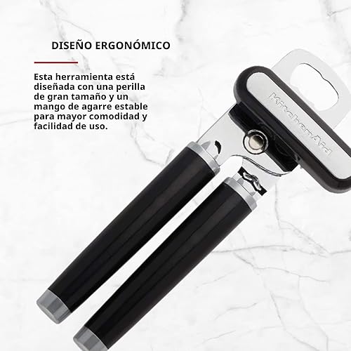 Miniatura 6 de KitchenAid - Abrelatas multifunción clásico y abrebotellas de fácil uso, rueda de corte de acero inoxidable ultra afilada, mangos ergonómicos Negro