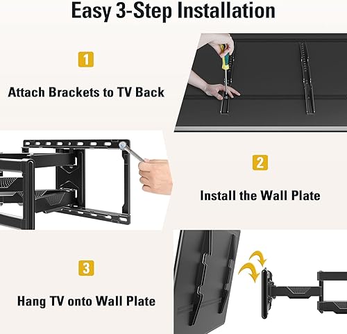 Miniatura 7 de Mounting Dream Soporte de pared para TV con certificación UL para la mayoría de televisores de 42 a 84 pulgadas, soporte de TV de movimiento