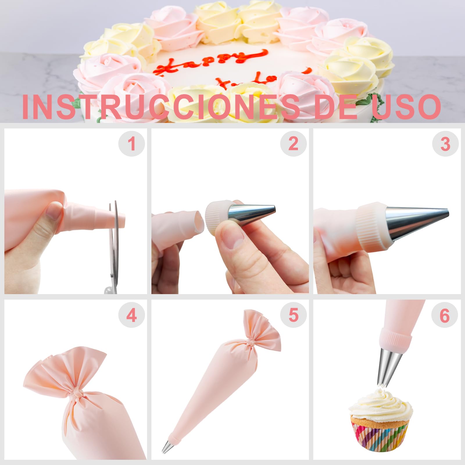 Kit Reposteria y Pasteleria 356pcs, Nifogo Boquillas Manga Pastelera, Plato Giratorio para Tartas, Decoracion Tarta, Accesorios Reposteria