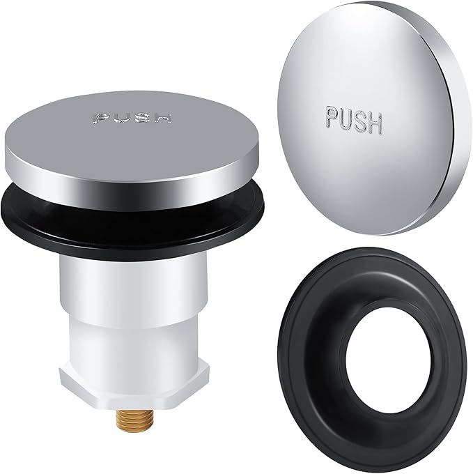 Dreyoo Tip Toe Bath Drain Stopper and Cover Tub Stopper Gasket Placement Cartridge Assembly