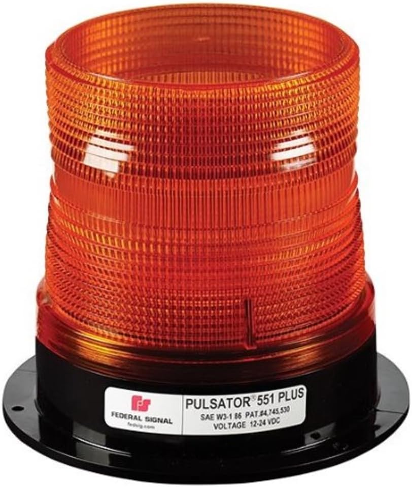 Federal Signal 211820-02 Pulsator 551 Plus Strobe Beacon, Class 2, Permanent Mount with Amber Dome