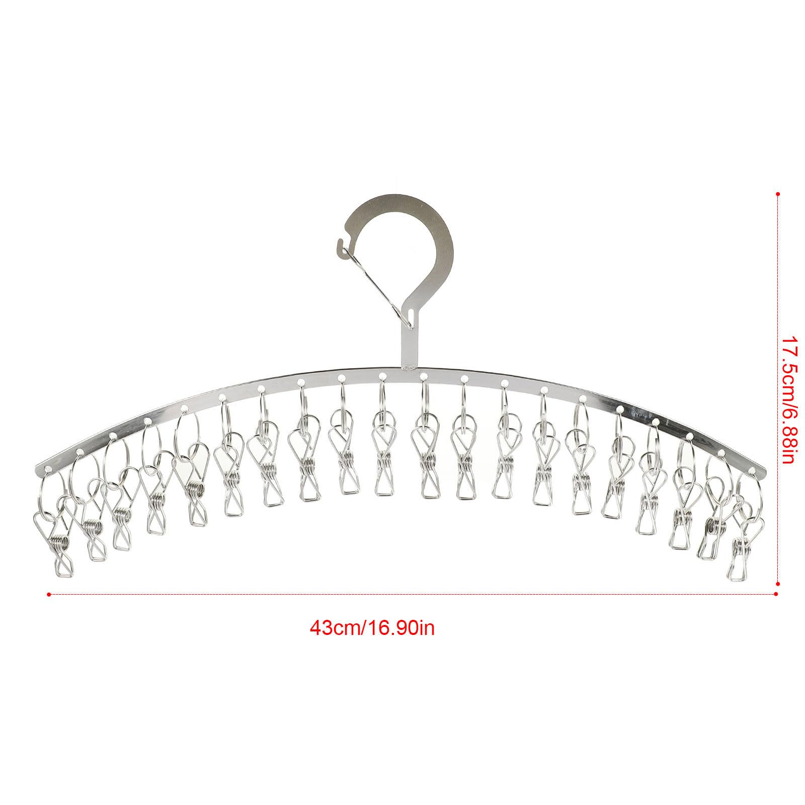 Stendibiancheria in Acciaio Inox 2 Pezzi 20 Clip Regolabili Antivento, Grucce Clip per Calzini e Biancheria Intima, Organizzatore Multifunzionale per Uso Domestico e Outdoor