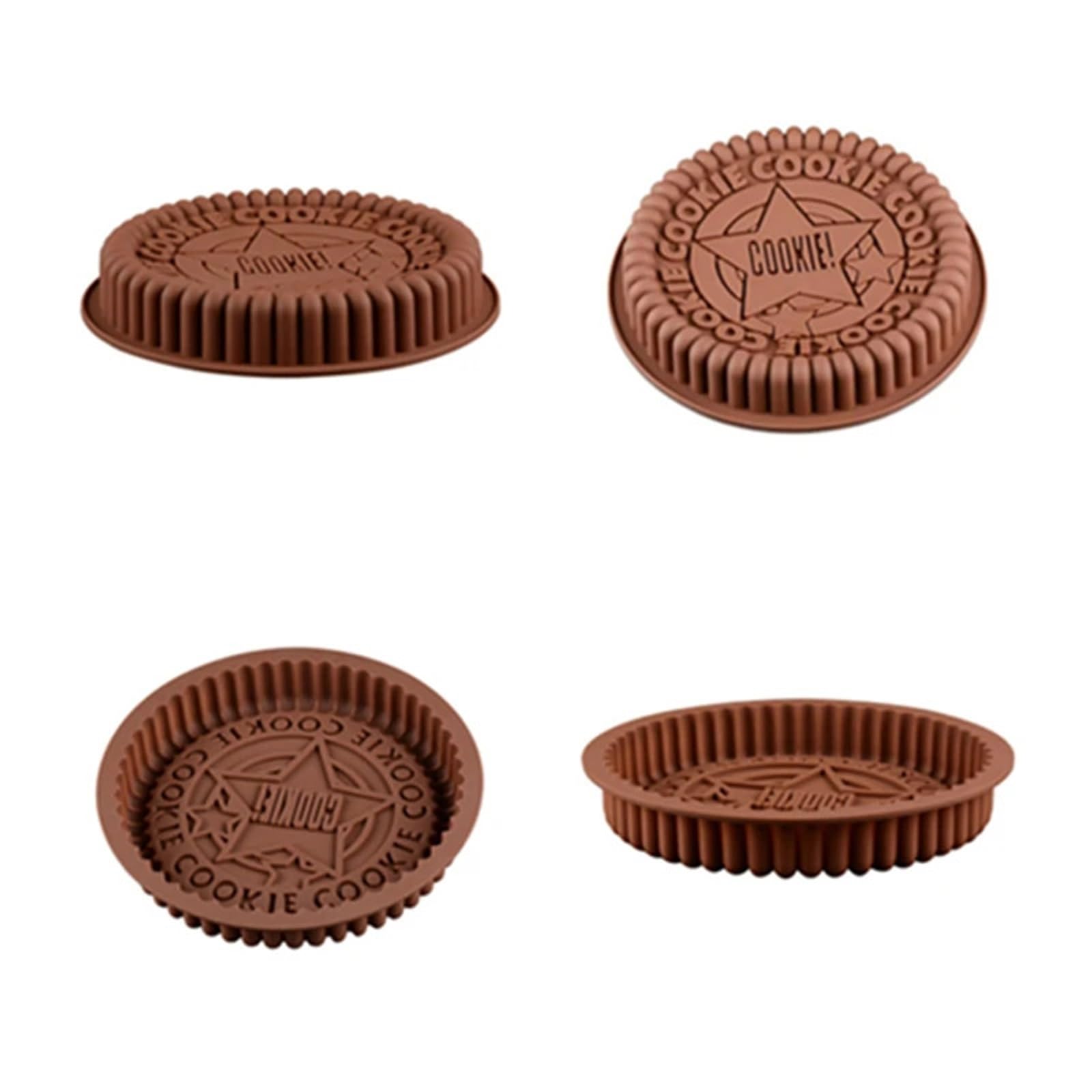 Stampo for biscotti al cioccolato rotondo 3D, 4 pezzi, stampo in silicone for Oreo, teglia antiaderente for budino, for torta mousse grande Per La Produzione Del Cioccolato