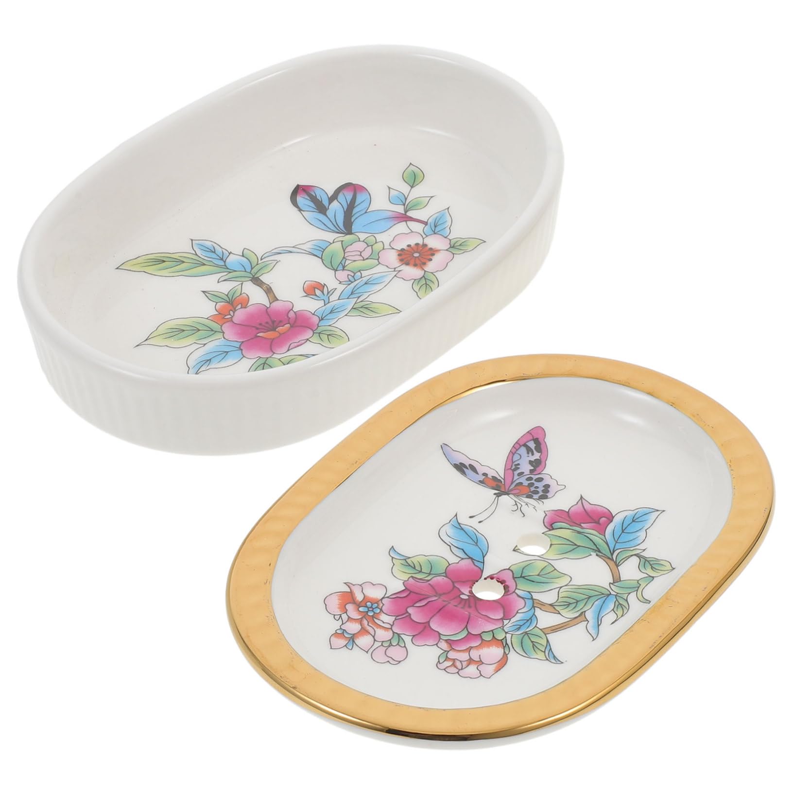 Alipis 4stücke Ceramic Soap Dish Doppellagige Seifenschale Mit Abfluss Für Badezimmer Und Küche Leicht Zu Reinigen Stilvolles Design Cremefarbenem Marmormuster Langlebig Und Praktisch