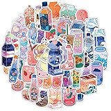 Fashionable Cartoon Beverage Bottle Stickers Pack 50Pcs Colorful Waterproof Cute Stickers for Flask,...