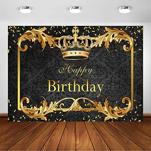 Avezano Prince Birthday Party Backdrop for Boy's Royal Black and