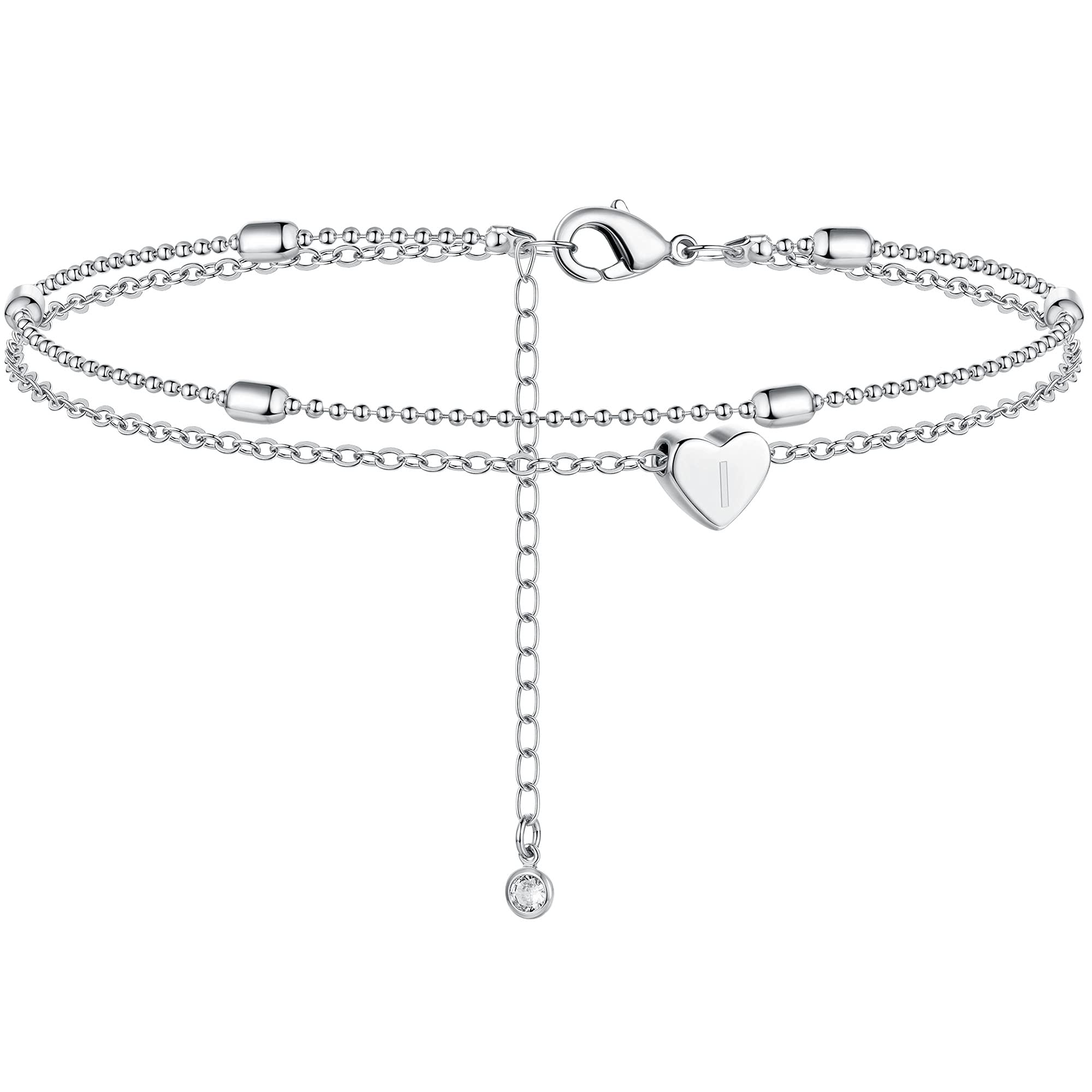 Moodearsilver Ankle Bracelets For Women Sterling Silver Initial