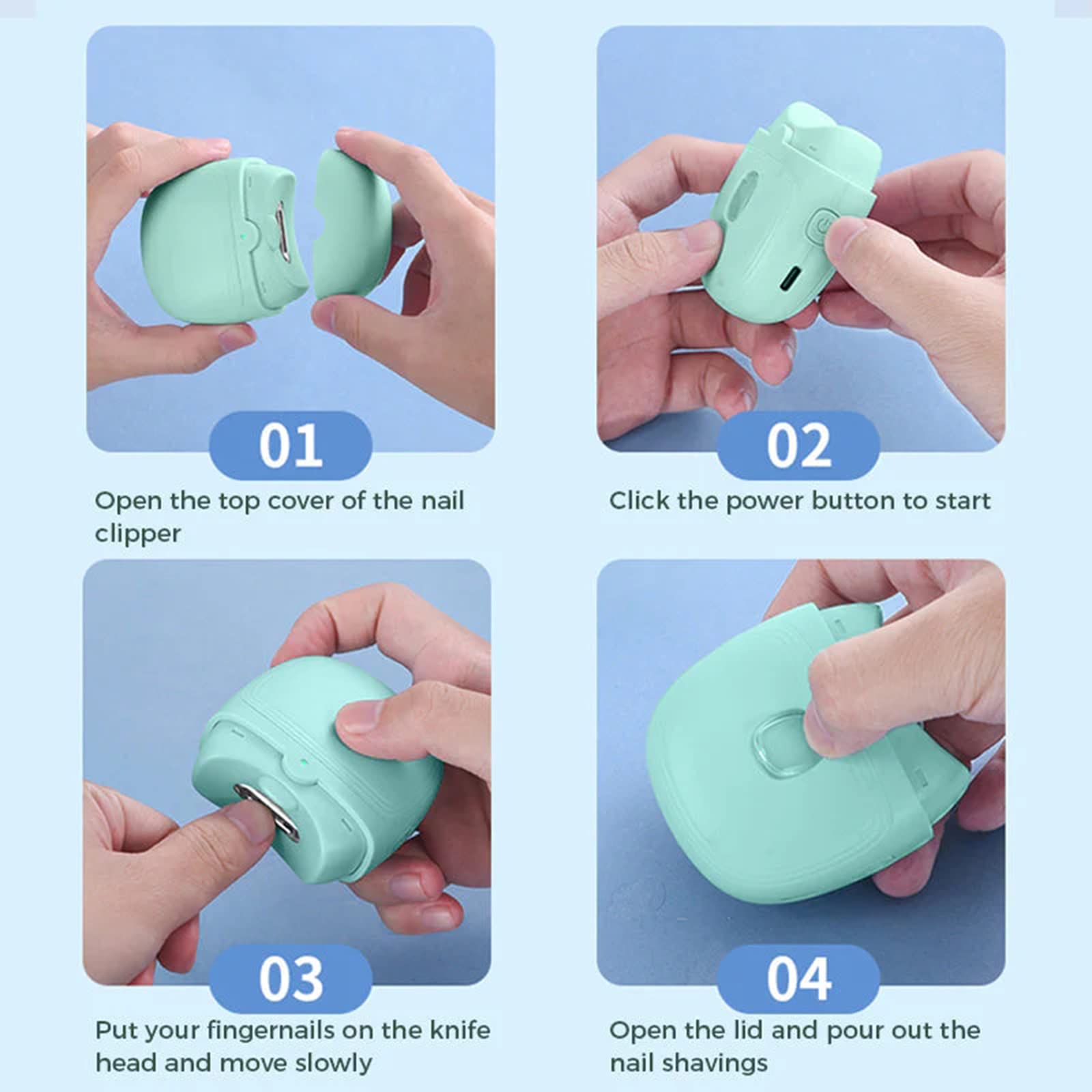 Cortaúñas totalmente automático, cortador de uñas 2 en 1, afilador de uñas con luz y 2 velocidades, recortador de uñas recargable con almacenamiento de restos de uñas para bebés, niños, adultos (2