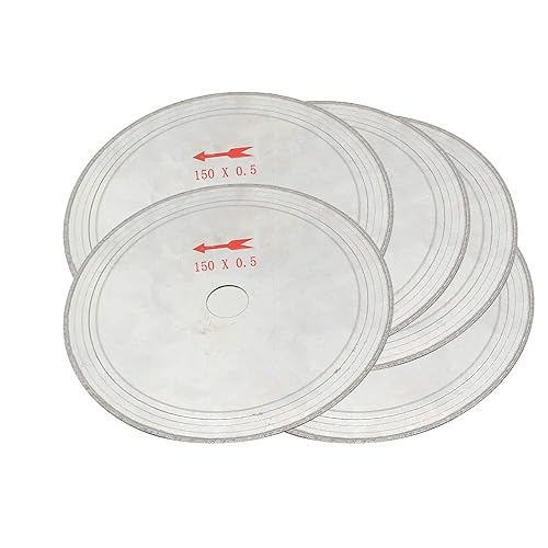 5 hojas de sierra lapidarias delgadas, 6 pulgadas de diámetro montado en diamante, disco cortado en piedra