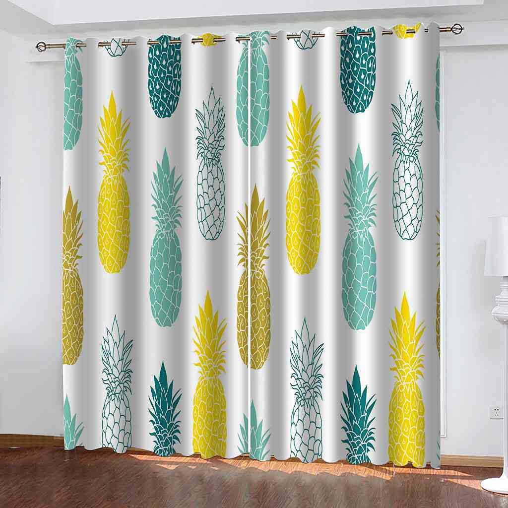 Rideaux occultants enfant 3D ananas jaune 200x214 cm